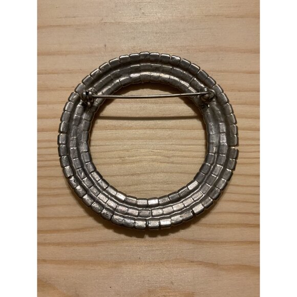 Vintage Rhinestone Circle Brooch Pin - Picture 3 of 4